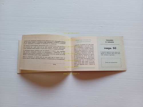 Piaggio Vespa 50 tutti modelli libretto garanzia nuovo anni 70 …