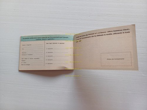 Piaggio Vespa 50 tutti modelli libretto garanzia nuovo anni 70 …