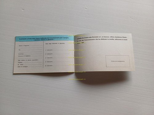Piaggio Vespa 50 tutti modelli libretto garanzia nuovo anni 70 …