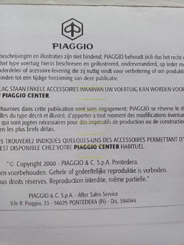 Piaggio Vespa ET4 125-150 2000 manuale uso originale OLANDESE FRANCESE