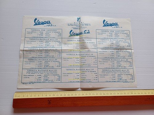 Piaggio Vespa GS - 125 - 150 listino versioni 1955 …
