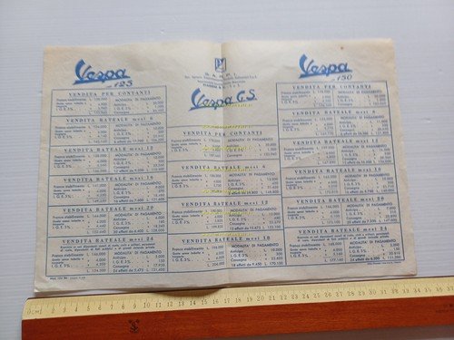 Piaggio Vespa GS - 125 - 150 listino versioni 1958 …