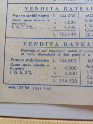 Piaggio Vespa GS - 125 - 150 listino versioni 1958 …