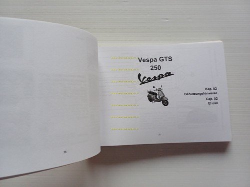 Piaggio Vespa GTS 250 ie 2005 manuale uso manutenzione libretto …