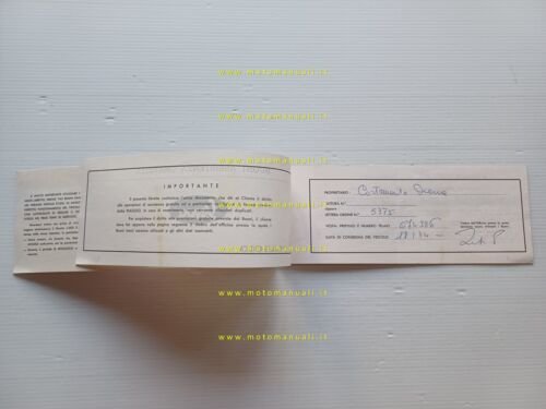 Piaggio Vespa libretto garanzia tagliandi usato anni 70 originale