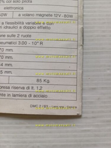 Piaggio Vespa PK 125 - PK 125 S 1983 depliant …