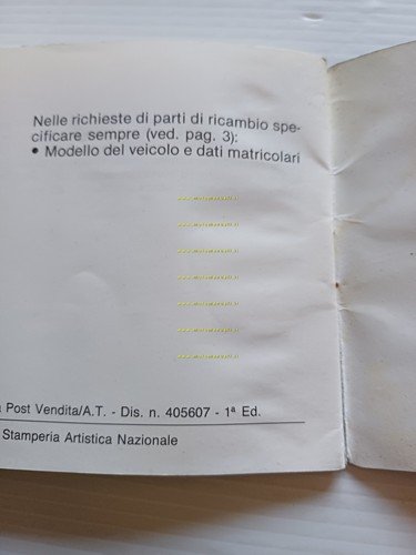 Piaggio Vespa PK 125 FL VMX7T 1990 manuale uso libretto …