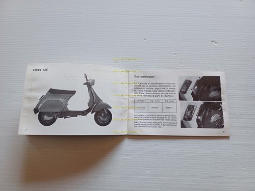 Piaggio Vespa PK 125 FL VMX7T 1990 manuale uso libretto …