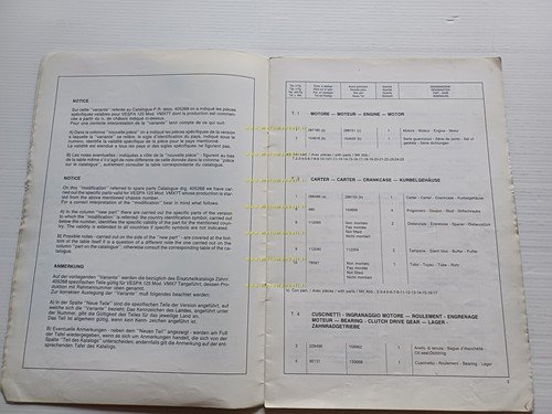 Piaggio VESPA PK 125 FL2 VMX7T 1990 VARIANTE catalogo ricambi …