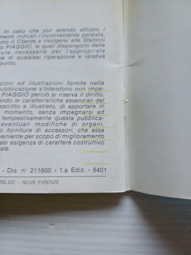 Piaggio Vespa PK 125 S Automatica 1984 manuale uso libretto …