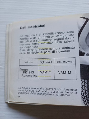 Piaggio Vespa PK 125 S Automatica 1984 manuale uso libretto …