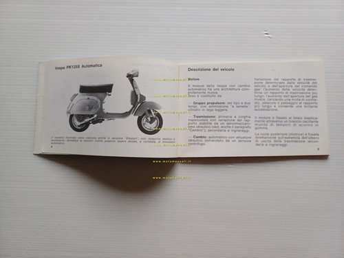 Piaggio Vespa PK 125 S Automatica 1984 manuale uso manutenzione …