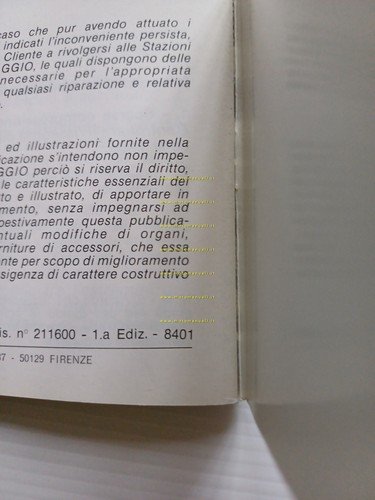 Piaggio Vespa PK 125 S Automatica 1984 manuale uso manutenzione …