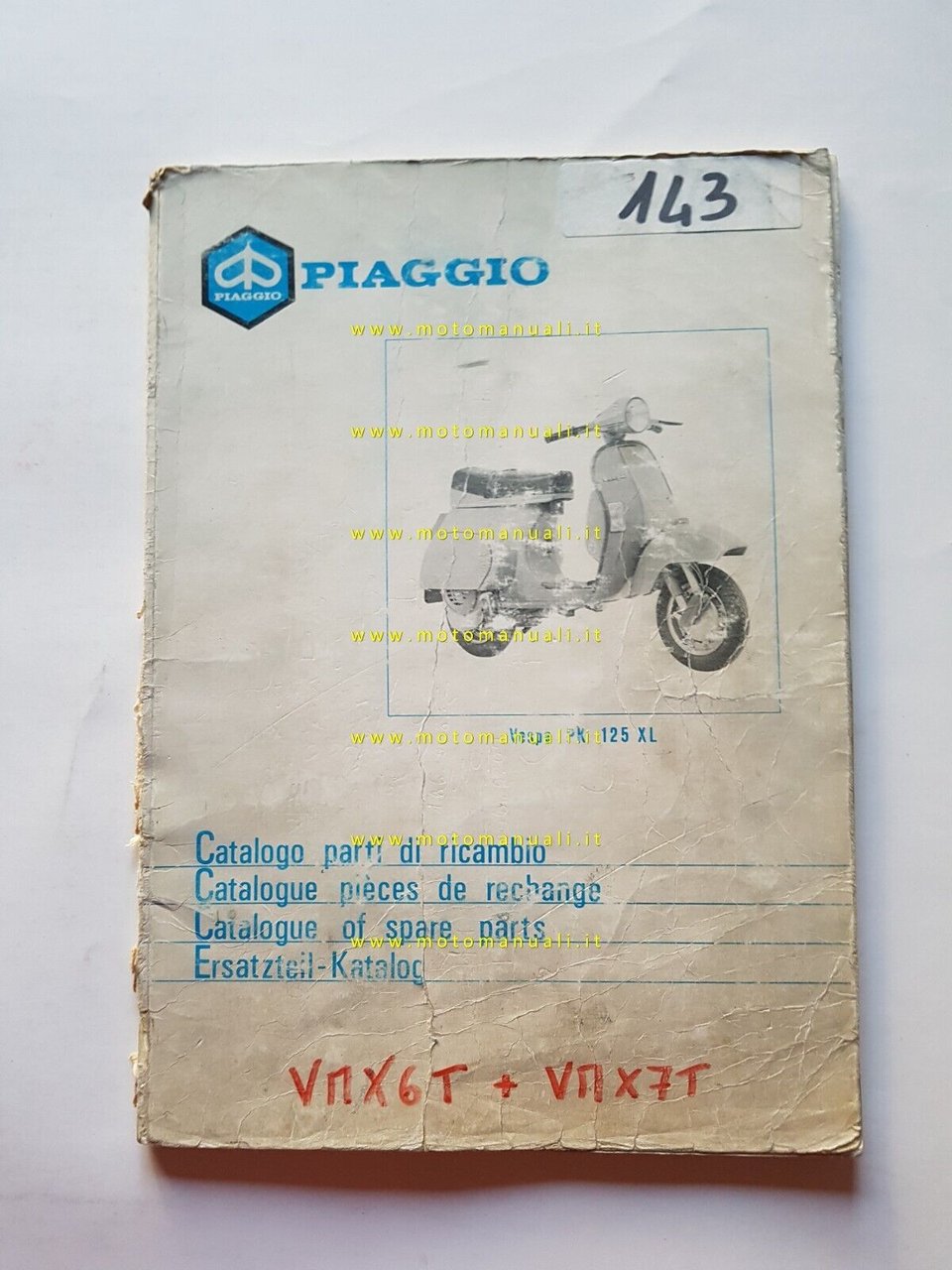 Piaggio Vespa PK 125 XL 1986 catalogo ricambi originale spare …