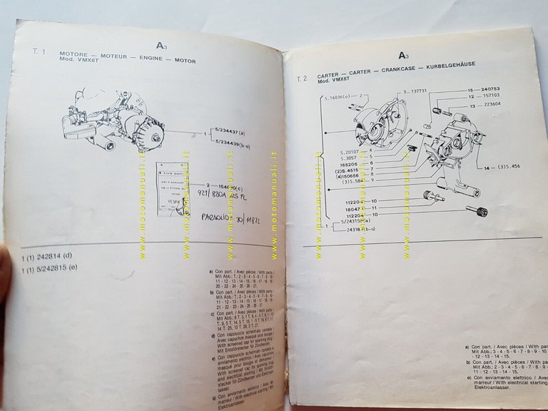 Piaggio Vespa PK 125 XL 1986 catalogo ricambi originale spare …