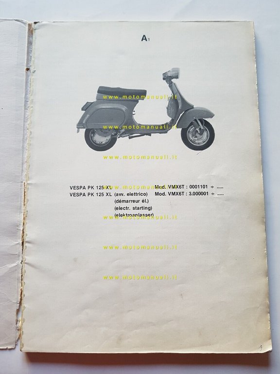 Piaggio Vespa PK 125 XL 1986 catalogo ricambi originale spare …