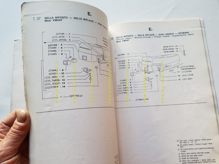 Piaggio Vespa PK 125 XL 1986 catalogo ricambi originale spare …