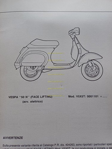 Piaggio VESPA PK 50 N V5X5T 1989 catalogo ricambi VARIANTE …
