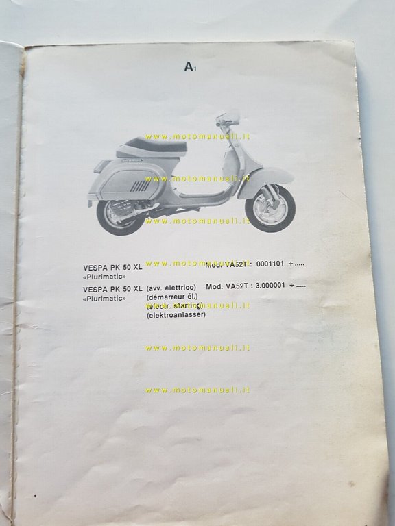 Piaggio Vespa PK 50 XL Plurimatic 1986 catalogo ricambi originale …