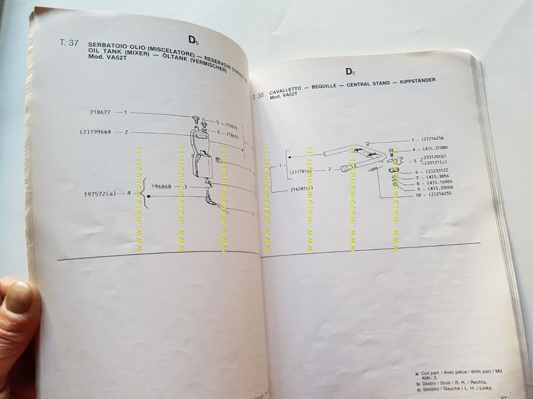 Piaggio Vespa PK 50 XL Plurimatic 1986 catalogo ricambi originale …