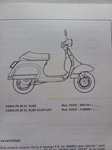 Piaggio VESPA PK 50 XL RUSH V5X4T 1988 VARIANTE catalogo …