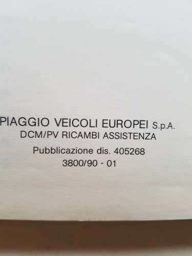 Piaggio Vespa PK 50 XL V5N1T 1990 catalogo ricambi ORIGINALE