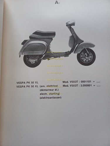 Piaggio Vespa PK 50 XL V5X3T 1986 catalogo ricambi originale