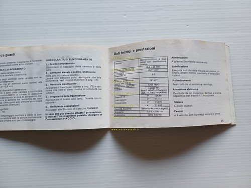 Piaggio Vespa PK 50 XL V5X3T manuale uso manutenzione libretto …