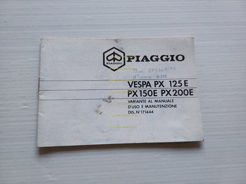 Piaggio Vespa PX 125 -150 200 E VARIANTI manuale uso …