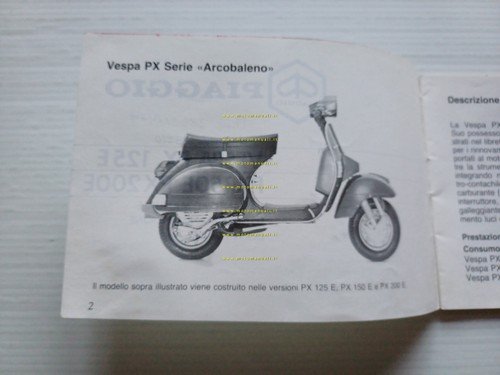 Piaggio Vespa PX 125 -150 200 E VARIANTI manuale uso …