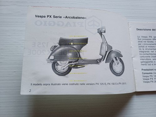 Piaggio Vespa PX 125 -150 200 E VARIANTI manuale uso …