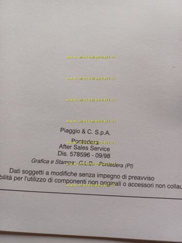 Piaggio VESPA PX 125 150 200 freno disco 1998 manuale …