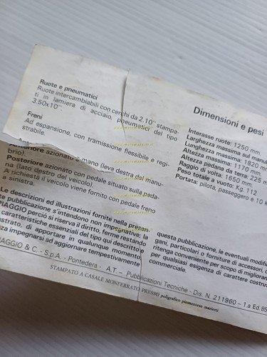 Piaggio Vespa PX 125 T5 1985 manuale uso manutenzione libretto …