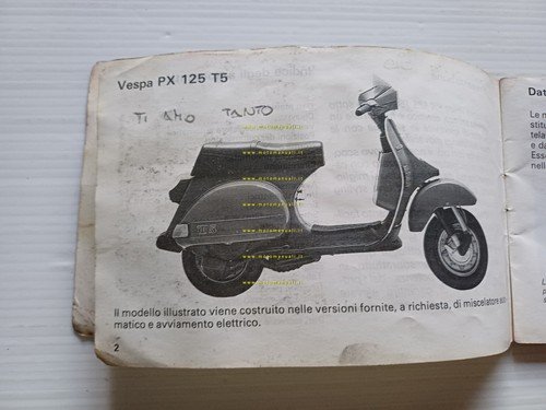 Piaggio Vespa PX 125 T5 1985 manuale uso manutenzione libretto …