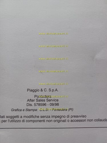 Piaggio Vespa PX freno disco 1998 manuale officina TELAIO originale …