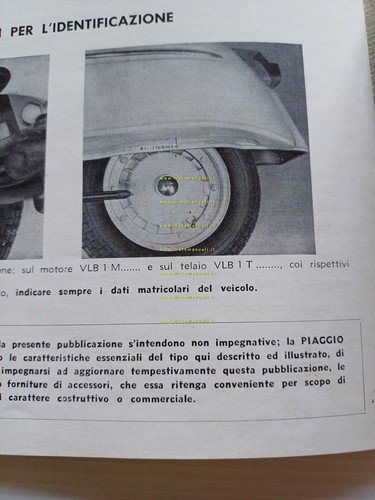Piaggio Vespa Sprint 150 VLB1 1965 manuale uso manutenzione libretto …