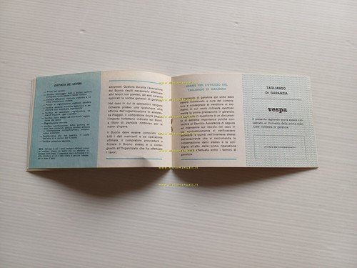 Piaggio Vespa tutti modelli libretto garanzia nuovo anni 70 originale