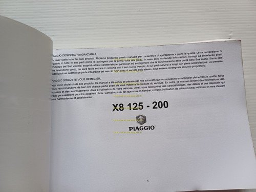 Piaggio X8 125 - 200 2003 manuale uso manutenzione libretto …