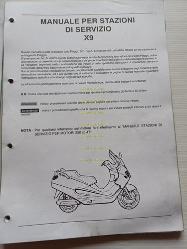 Piaggio X9 250 manuale officina TELAIO originale