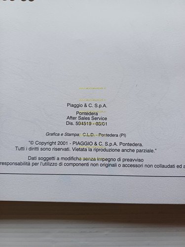 Piaggio X9 500 2001 manuale officina TELAIO originale italiano