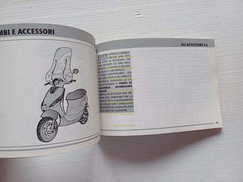 Piaggio ZIP 50 4T 2000 manuale uso manutenzione libretto italiano …
