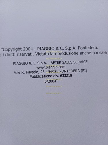 Piaggio ZIP 50 SP H2O 2001-2004 catalogo ricambi originale