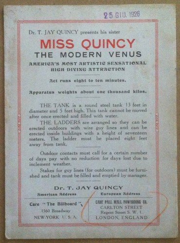 Pieghevole - 1926 - Miss Quincy - The Modern Venus …