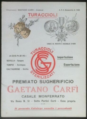 Pieghevole pubblicitario Premiato Sugherificio Gaetano Carfì - anni '30
