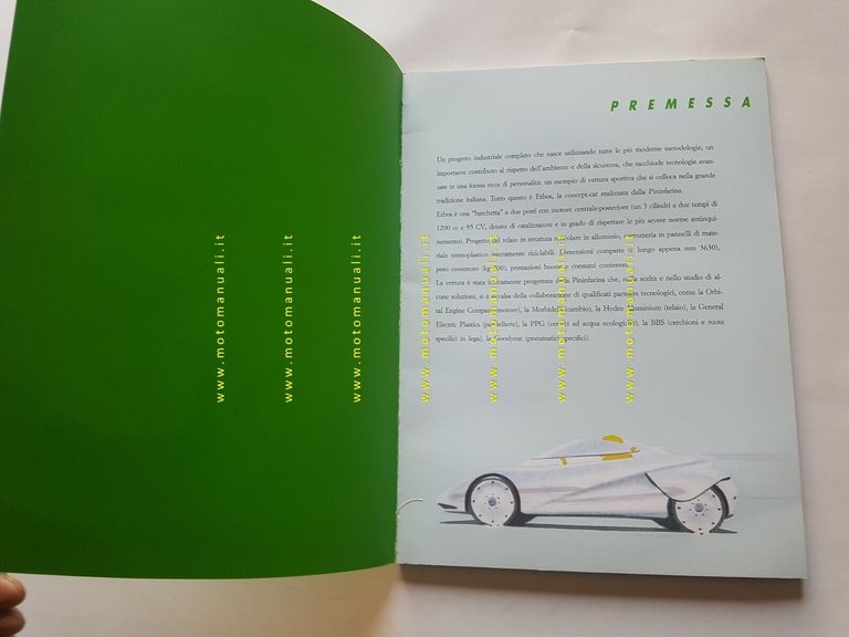 Pininfarina Ethos Prototipo 1992 cartella stampa originale press kit