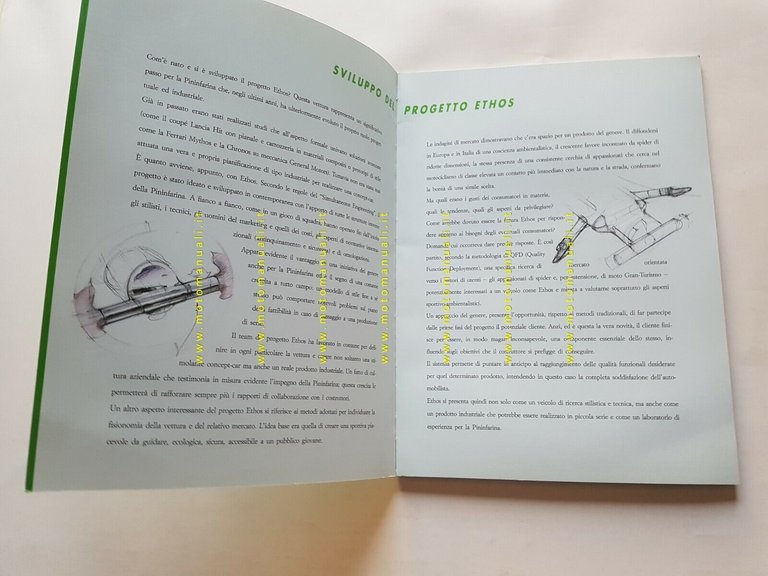 Pininfarina Ethos Prototipo 1992 cartella stampa originale press kit