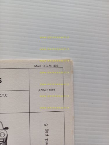 Pininfarina Fiat 124 SpiderEuropa 1981 scheda omologazione DGM Motor. Facsimile