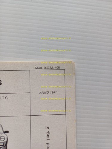 Pininfarina Fiat 124 SpiderEuropa 1981 scheda omologazione DGM Motor. Facsimile