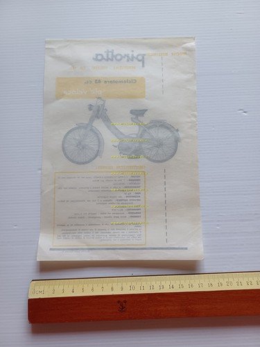 Pirotta 43 Piè Veloce micromotore anni 50 depliant originale italiano