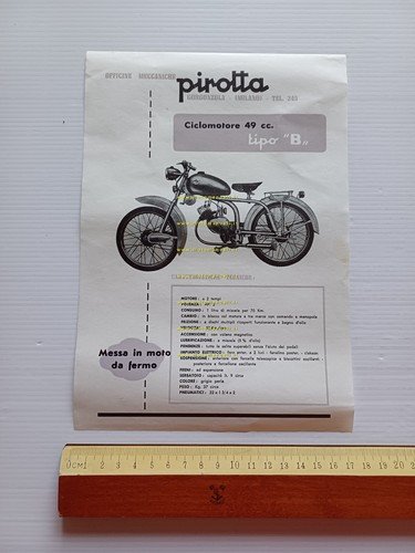 Pirotta 49 Tipo B anni 50 depliant originale italiano